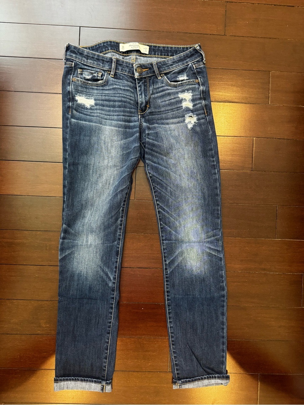 Abercrombie & Fitch Dark Blue Distressed Skinny Jeans